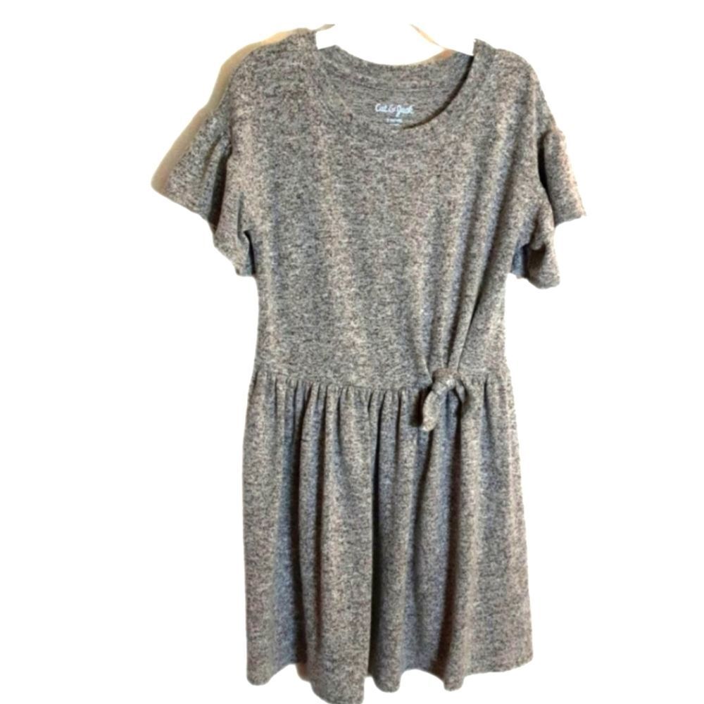Cat & Jack Dress Marled Knit Dropped Waist Bow Short-Sleeved sz 6X‎